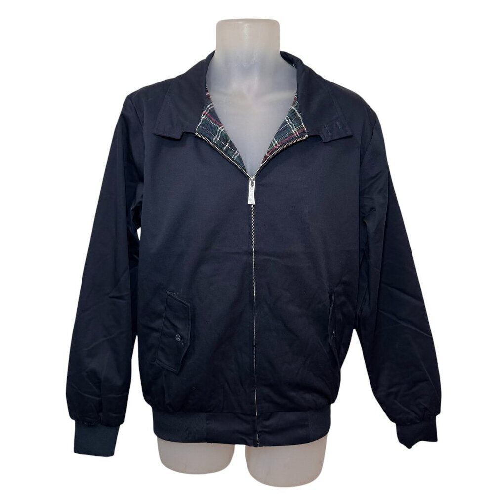 NWT Original Harrington Jacket Men's Size XL Navy Blue, Tartan Plaid Lining